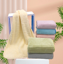素色抽条珊瑚绒毛巾家用吸水柔软加厚礼品美容院毛巾厂家批发直销
